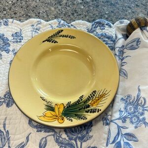 Lot of 2 Tadinate Italian Floral plates Hand-Painted Yellow Ceramic Plate